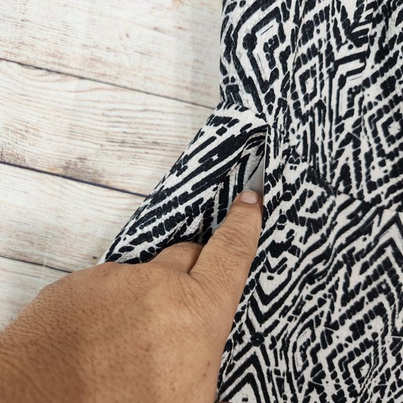 Anthropologie MAEVE Women Dress 4 Sleeveless Black Beige Geometric Sheath Zipper - Picture 5 of 15